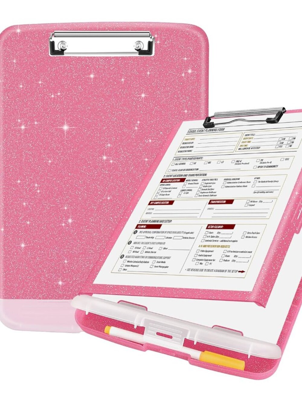 Glitter Clipboard with Storage, Nursing Clip Boards 8.5x11 with Pen Holder, Cute
